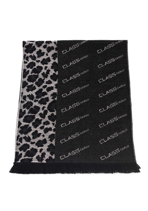 Cavalli Class Black Wool Scarf