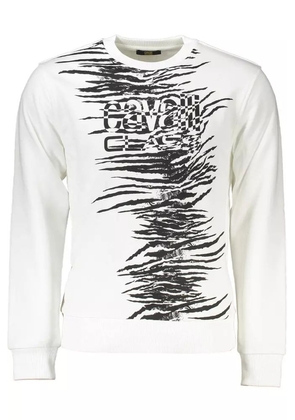 Cavalli Class White Cotton Sweater - M