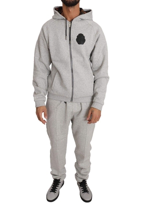 Billionaire Italian Couture Gray Cotton Sweater Pants Set Tracksuit - L