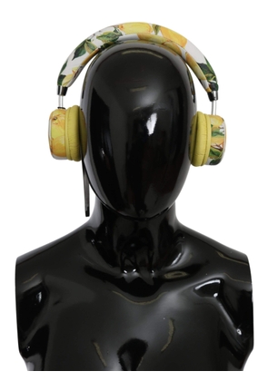 Dolce & Gabbana  White Yellow Lemon Print Headset Headphones