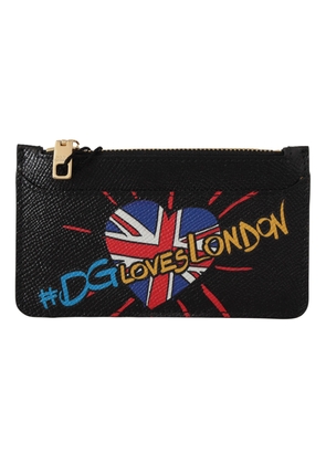 Dolce & Gabbana Black Leather #DGLovesLondon  Cardholder Coin Case  Wallet