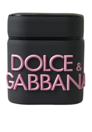 Dolce & Gabbana Black Pink Silicone Embossed Logo Airpods Case