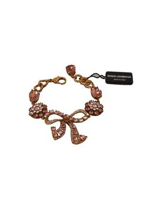 Dolce & Gabbana Gold Brass Chain Baroque Crystal Embellished Bracelet