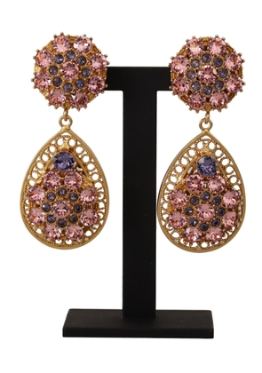 Dolce & Gabbana Gold Crystal DG SICILY Clip-on Jewelry Dangling Earrings