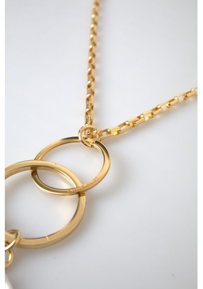 Dolce & Gabbana Gold Tone Brass Chain Link DG Logo Pendant Necklace