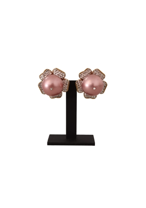 Dolce & Gabbana Gold Tone Maxi Faux Pearl Floral Clip-on Jewelry Earrings