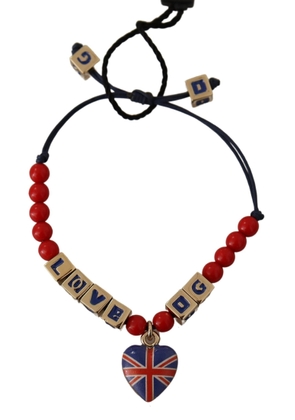 Dolce & Gabbana Red Blue Beaded DG LOVES LONDON Flag Branded Bracelet