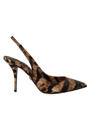 Dolce & Gabbana Brown Slingbacks Leather Tiger Shoes - EU36.5/US6