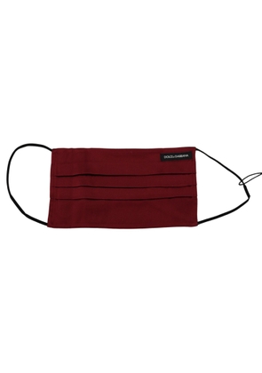 Dolce & Gabbana Maroon Silk Pleated Elastic Ear Strap One Size Face Mask