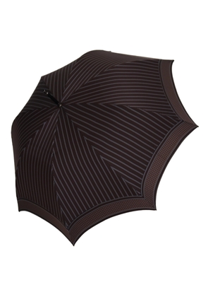 Dolce & Gabbana Brown Striped Leather Handle Collapsible Sartoria Umbrella