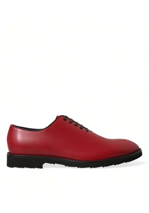 Dolce & Gabbana Red Leather Lace Up Oxford Men Dress Shoes - EU44.5/US11.5