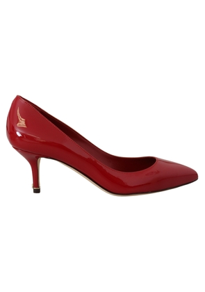 Dolce & Gabbana Red Patent Leather Kitten Heels Pumps Shoes - EU35/US4.5