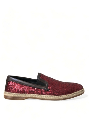 Dolce & Gabbana Red Sequined Loafers Slippers Men Shoes - EU44/US11