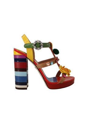 Dolce & Gabbana Multicolor Floral Ankle Strap Heels - EU38.5/US8