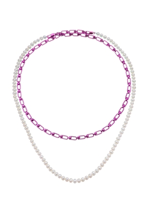 Eera reine double necklace with pearls - OS White