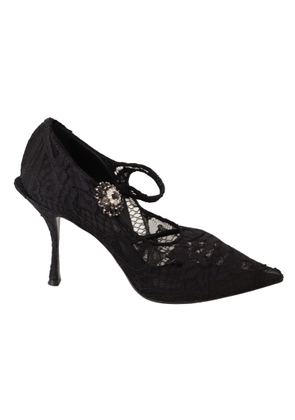 Dolce & Gabbana Elegant Black Lace Stiletto Pumps - EU38/US7.5