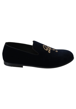 Dolce & Gabbana Elegant Blue Embroidered Loafers - EU39.5/US6.5