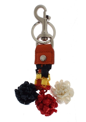 Dolce & Gabbana Multicolor Raffia Leather Clasp Finder Chain Keyring