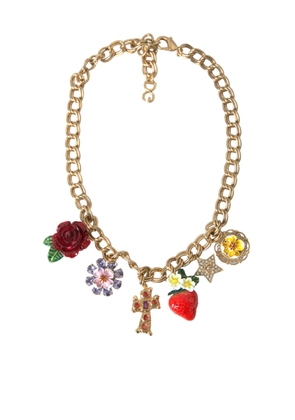 Gold Chain Rose Cross Strawberry Star Pendant Necklace