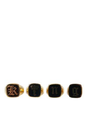 Gold Brass KING Enamel Set of 4 Ring