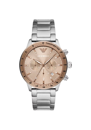 Emporio Armani Bronze and Silver Steel Chronograph Watch