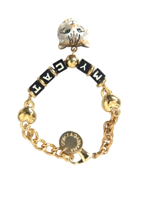 Gold Tone Brass Chain MY CAT Heart Bracelet