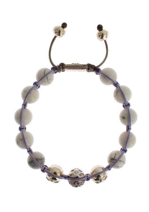 Nialaya Purple CZ Howlite 925 Silver Bracelet - S