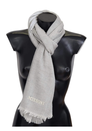 Missoni Gray Wool Knit Unisex Neck Wrap Scarf