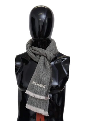 Missoni Gray Zigzag Pattern Cashmere Unisex Neck Scarf