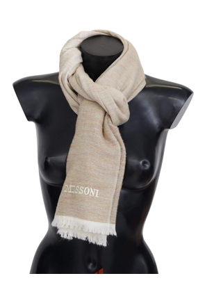 Missoni Multicolor Lined Wool Knit Neck Wrap Fringe Scarf