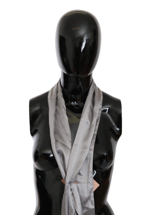 Erno Scervino Metallic Silver Silk Neck Wrap Shawl Scarf