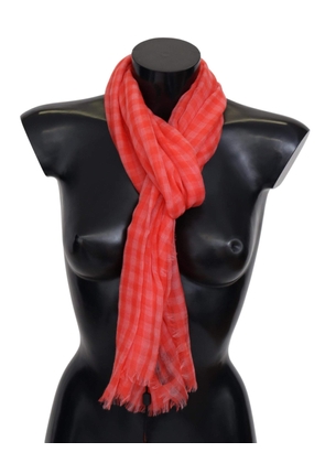 Missoni Orange Check Cashmere Unisex Wrap Fringes Scarf