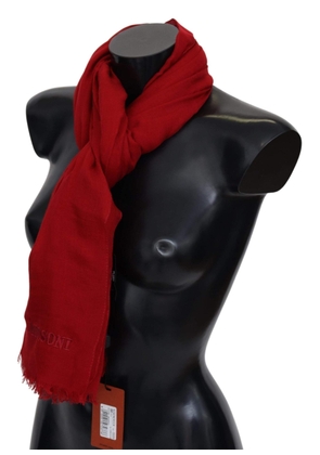 Missoni Red Cashmere Unisex Neck Wrap Fringes Scarf