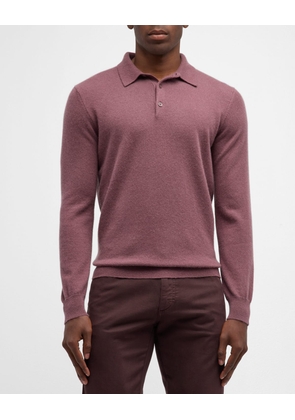 Men's Solid Cashmere Polo Sweater