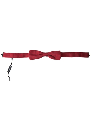 Red Silk Polka Dot Adjustable Neck Men Bow Tie