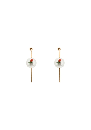 Saf safu pearl & roses hoop earrings - OS Gold