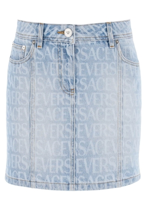 Versace monogram denim mini skirt - 40 Blue