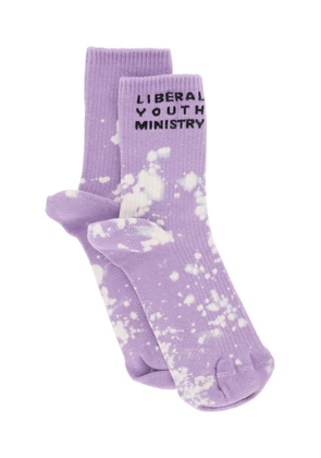 Liberal youth ministry logo sport socks - L Purple