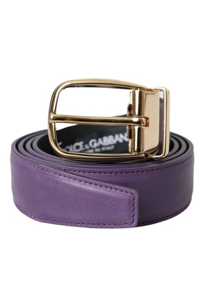 Purple Leather Gold Metal Buckle Belt Men - 95 cm / 38 Inches