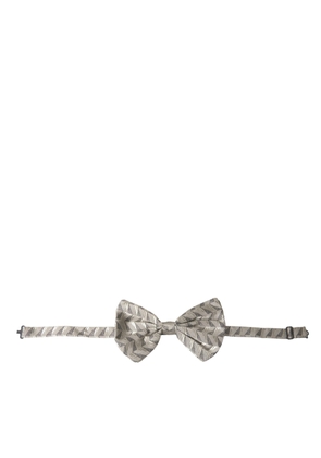 Silver Fantasy Print Adjustable Neck Bow Tie Men