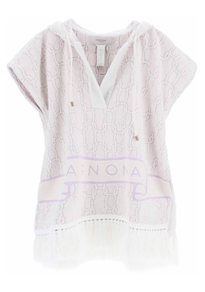 Agnona terry poncho with chain motif - OS White