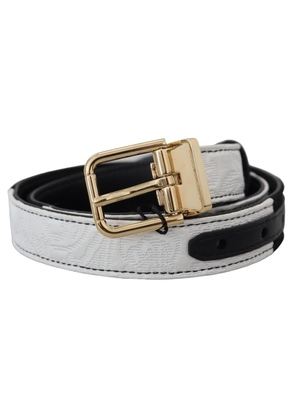 White Black Patchwork Gold Metal Buckle Belt - 75 cm / 30 Inches