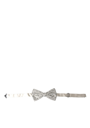 White Black Polka Dot Polyester Bow Tie Men