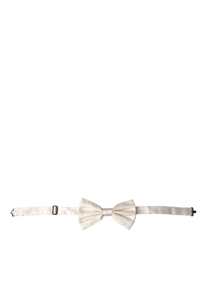 White Jacquard Silk Adjustable Neck Men Bow Tie