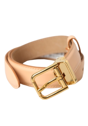 Beige Calfskin Leather Gold Metal Buckle Belt - 75 cm / 30 Inches