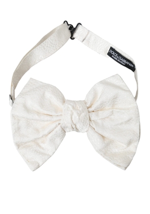 White Textured Cotton Adjustable Neck Bow Tie