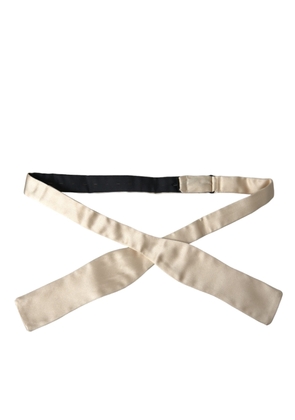 Beige Silk Slim Skinny Necktie Men Bow Tie