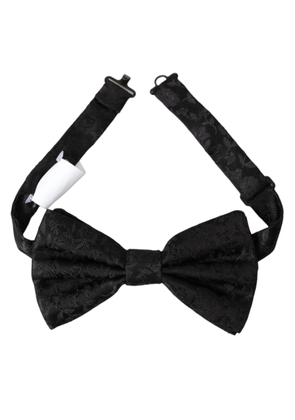 Black Brocade Silk Adjustable Neck Men Bow Tie