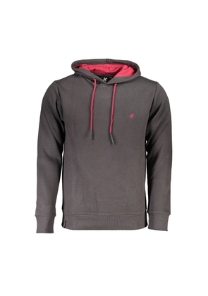 U.S. Grand Polo Chic Gray Hooded Sweatshirt with Embroidery Detail - M