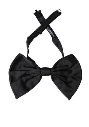 Black Satin Silk Adjustable Neck Men Bow Tie